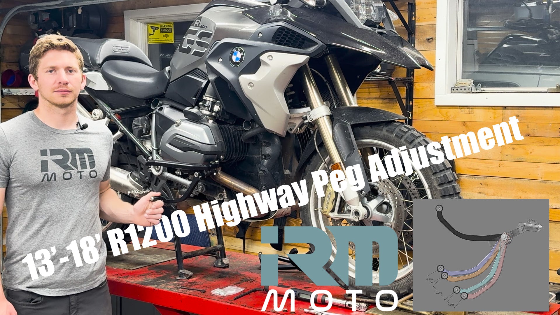 Load video: Adjust Gemini 1200 Pegs, BMW R1200 highway pegs